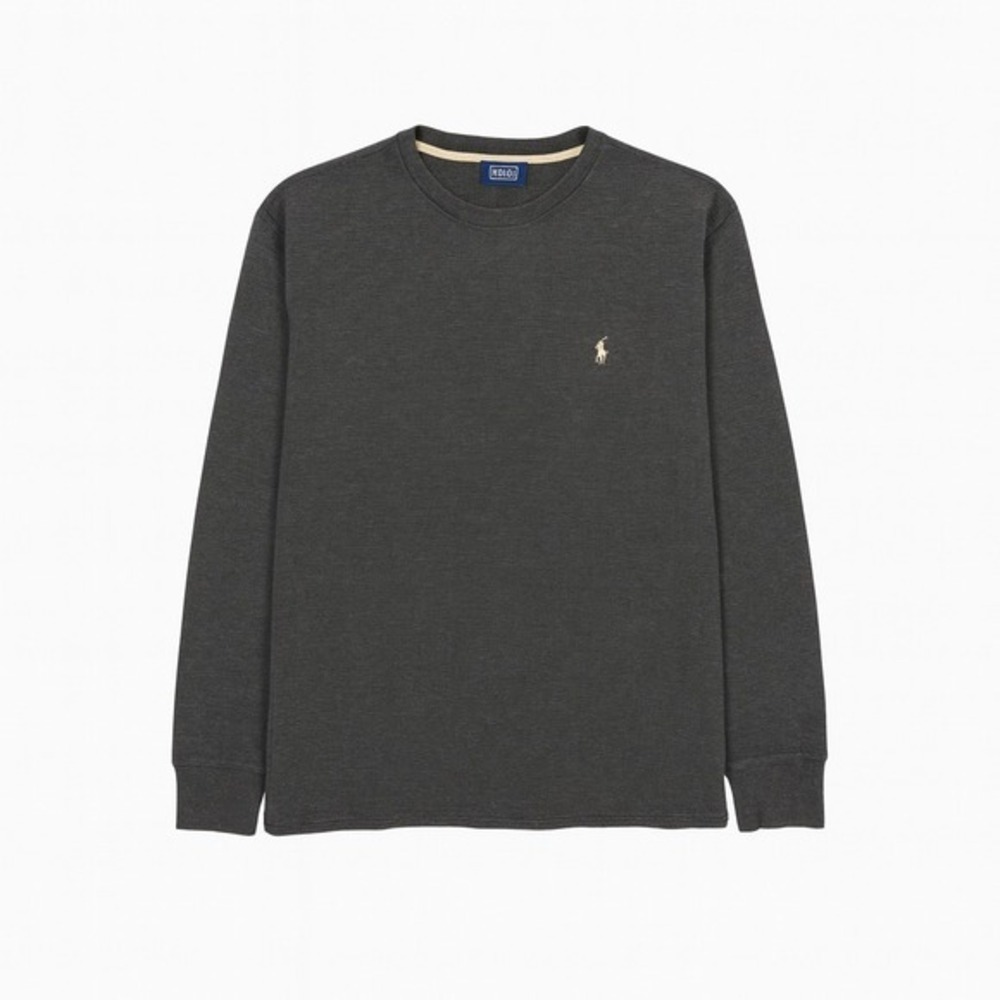 Polo Ralph Lauren Waffle Knit Thermal Shirt Long Sleeve Cotton Gray Mens Medium